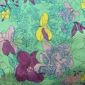 Aqua Floral Print — The Broadway Silk Store