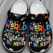 Autism Awareness Day Be Anything Be Kind Puzzle Piece Classic Crocs