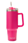 40 oz Hot Pink Katydid Large Stainless Tumbler with straw