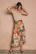 Countryside Bird Buckled A Line Midi Skirt