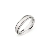 6mm Brushed Finish with Polished Grooves Wedding Band