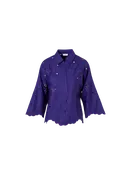3/4-Arm-Bluse mit Blumen-Lochstickerei