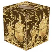 Brown Asian Toile Tissue Box Cover