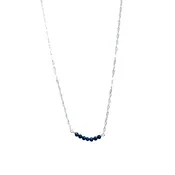 7 Stone Cluster Necklace, Lapis, Silver, 18"