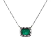 Attelage Halo Necklace - White Gold & Emerald