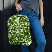 Lawn Daisy Multi-Pocket Backpack. Real lawn with Real flowers :-) Satchel Book Bag