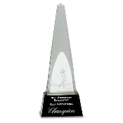 10 1/4" Clear Crystal 3D Golf Spire on Black Pedestal Base