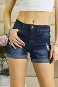 5 POCKETS DENIM ROLL UP SHORTS