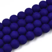 8mm Round Glass Beads- Matte Frosted Navy Blue Opaque