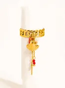 18K Gold Non-Tarnish Shell Dangle Chain Ring