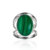 13x18 MM Malachite 925 Sterling Silver Split Shank Statement Ring
