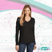 Ladies Long Sleeve V-neck