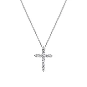 18K White Gold Diamond Cross Pendant Necklace — Zoland