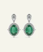 Aanika V. Emerald & Diamond Double Halo Drop - 0.35 Ct. T.W.