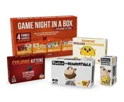 Exploding Kittens Game Night Bundle:  Exploding Kittens, Original, Tacocat Spelled Backwards, Poetry for Neanderthals, Poetry for Neandrothals more cards box