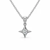 10kt White Gold Star of Hope Diamond Pendant Necklace