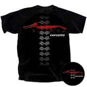 1969 Red Vette with Flags T-shirt Black