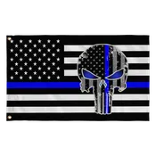 Blue Line Punisher 3'X5' Flag