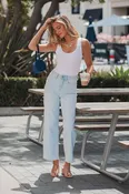 Bayeas High Rise Tapered Jeans - Light Blue - FINAL SALE
