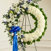 Serene Blessings Blue & White Standing Wreath