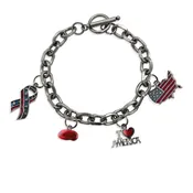 American Patriotic Toggle Charm Bracelet | 4 Handpainted Charms | Antique Gold or Antique Silver Finish