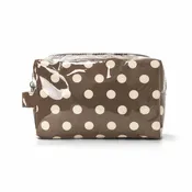 Josslyn Polka Dot Waterproof Clear Cosmetic Makeup Pouch Bag Brown/White