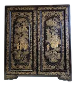 Antique English Lacquer Cabinet With Asian Japanning