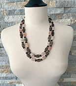 "WILLOW & ROSE" OOAK - Multistrand Natural Multi-colored Quartz and Faceted Black Spinel Gemstone Designer Necklace —