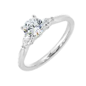 14k White Gold Semi-Mount for Round Center Diamond With Marquise Diamond Accents