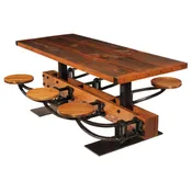 The Original Swing-Out Seat Table - Dining Height with Pine Top - Vintage Industrial by Get Back, Inc