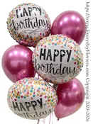 Birthday Pink Confetti Balloon Bouquet