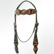 AMERICAN DARLING Western Horse Headstall Breast Collar Set Leather