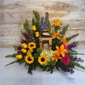 Always In Our Hearts Memorial Lantern Floral Arrangement