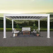 14×12 Windham Modern Steel Pergola With Sail Shade Soft Canopy