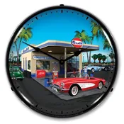 1959 Corvette Gulf Station LED Backlit Clock