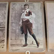 1890s NEWSBOY Tobacco ACTRESS Large 6x9 COLOR CABINET CARD Premiums