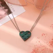 2-Piece Heart Brick Couples Necklace Set