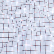 0.5 Yard of Light Blue, Dark Blue and Red Windowpane Check Slubbed Cotton Shirting