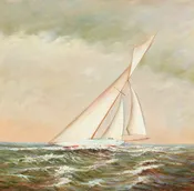 Sloop in Sunset | Oil on Canvas