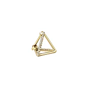3D Two-Sided Pavè Diamond Triangle Earring 02 in Yellow Gold