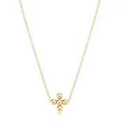 16" NECKLACE GOLD - SIGNATURE CROSS BEADED GOLD 3MM