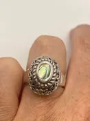 Antique Abalone Filigree 925 Sterling Silver Ring