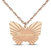 Butterfly Name Necklace 14K Rose Gold 18"