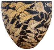 Bowl No. 850 Hawaiian Fish Vessel With Aʻu (Marlin) Aʻu Lepe (Sailfish) Mahi Mahi (Dolphinfish) And Ahi (Tuna) – OOAK Cook Pine Woodburned Artwork