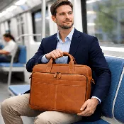 Aaron Leather Goods - Vintage Tan Leather Office Bag