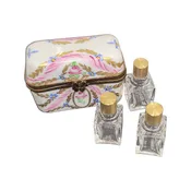3 Perfume Pink Gold Flowers Porcelain Limoges Porcelain Art Object