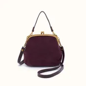 Alba Frame Crossbody In Suede Leather - Dark Cherry