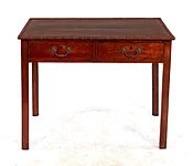George II English Two Drawer Leather Top Writing Table