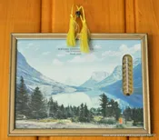 Wausau Livestock Co-op Framed Picture Mountain Range and Lake Thermometer 6"x 8"