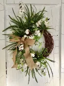 "Fields of Cotton" Cotton Wreath (Free Shipping!)